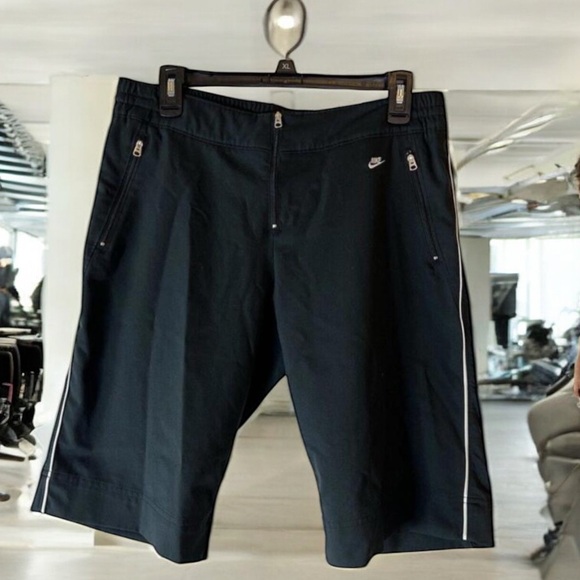 Nike Pants - Nike Women’s Black Knit Bermuda Shorts M – Side Stripe,‎ Zipper Pockets